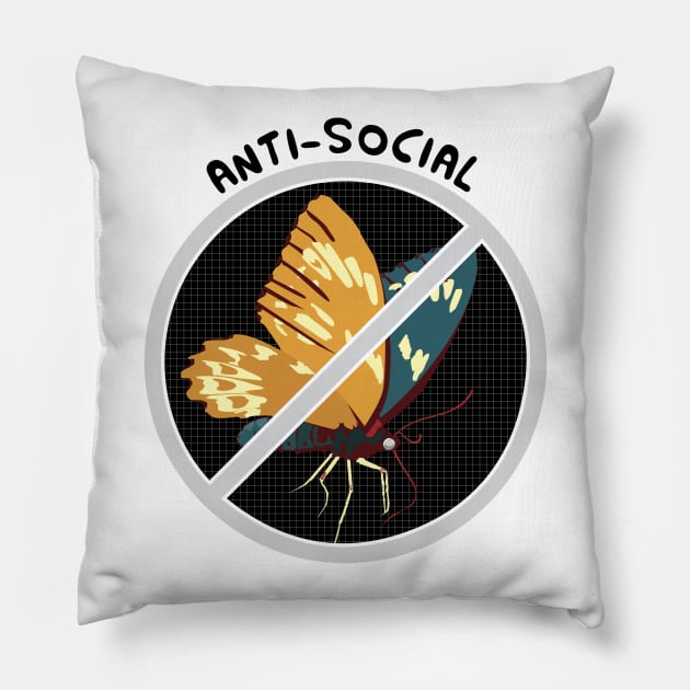 Anti-Social Social Club : Anti-Social Butterfly Edition Pillow by Crafting Yellow