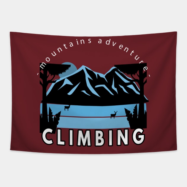 Mountain adventure climbing Tapestry by Mako Design 