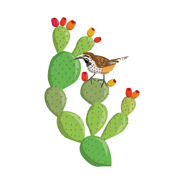 Cactus wren by Zolinstudio