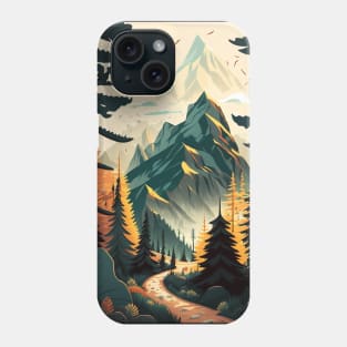 Hiking in Forest Minimal Design, Adventure Mountain Phone Case