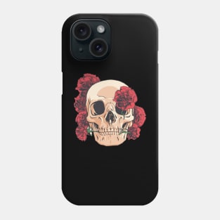 Skull With Flowers - Hand Drawn Phone Case