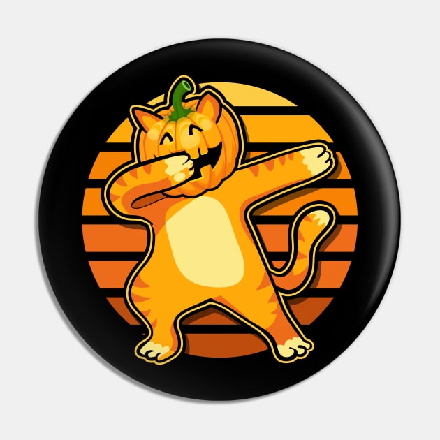 Dabbing Cat Halloween Pumpkin Dance Pin by RadStar