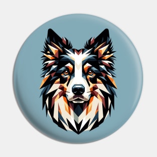 Geometric Border Collie: Canine Mosaic Art Pin