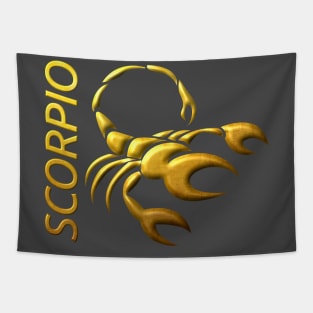 Golden Scorpio Zodiac Sign Relief Stamped In Gold Tapestry