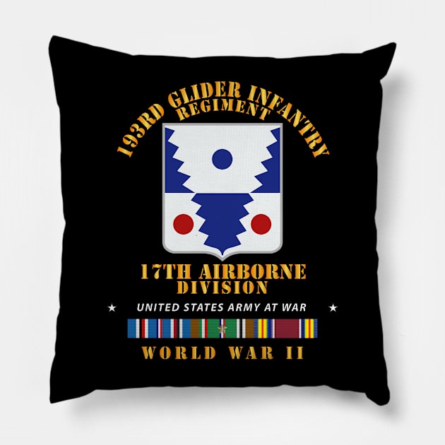 193rd Glider Infantry Regiment - WWII w EUR SVC Pillow by twix123844