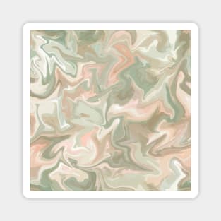 Silver Sage Silk Marble - Light Sage Green, Peach, and Off White Liquid Paint Pattern Magnet