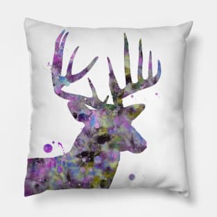 Watercolor Deer Portrait Pillow