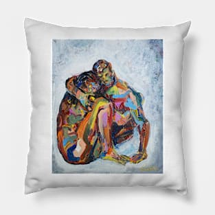 Two Abstract colourful figurative nudes lovers Pillow