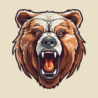 Angry grizzly bear head, ferocious predator T-Shirt