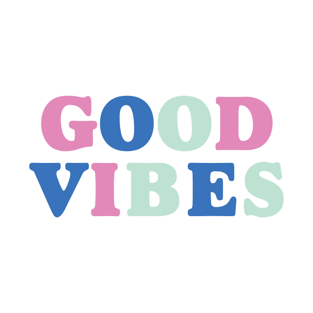 Blue Good Vibes Retro Quote by greenoriginals