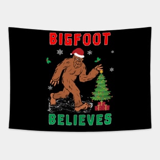 Bigfoot Believes Christmas Snowy Squatchy Beast. Tapestry