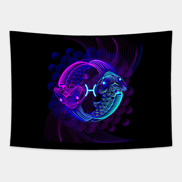 Pisces Zodiac Signs Tapestry Teepublic