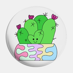 Cute Cactus Design #63: Smiling Heart Cactus Pin