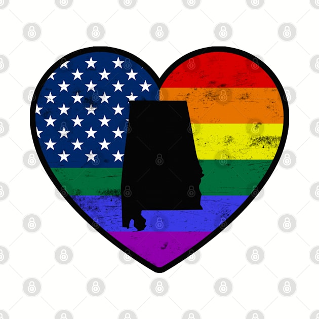 Alabama United States Gay Pride Flag Heart by TextTees