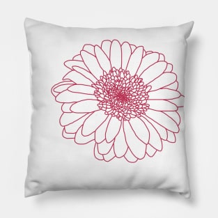 Viva Magenta Gerbera Floral Line Drawing Color of the Year 2023 Pillow