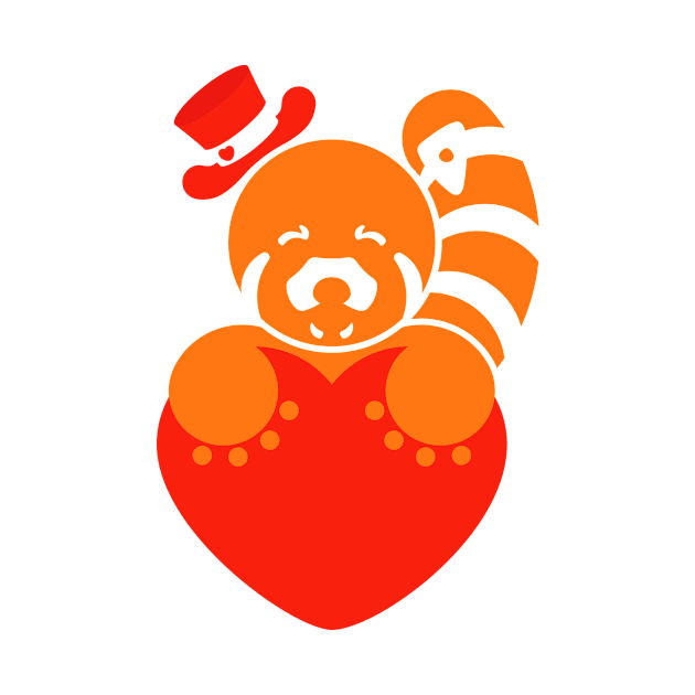 Red Panda with Heart by bunin