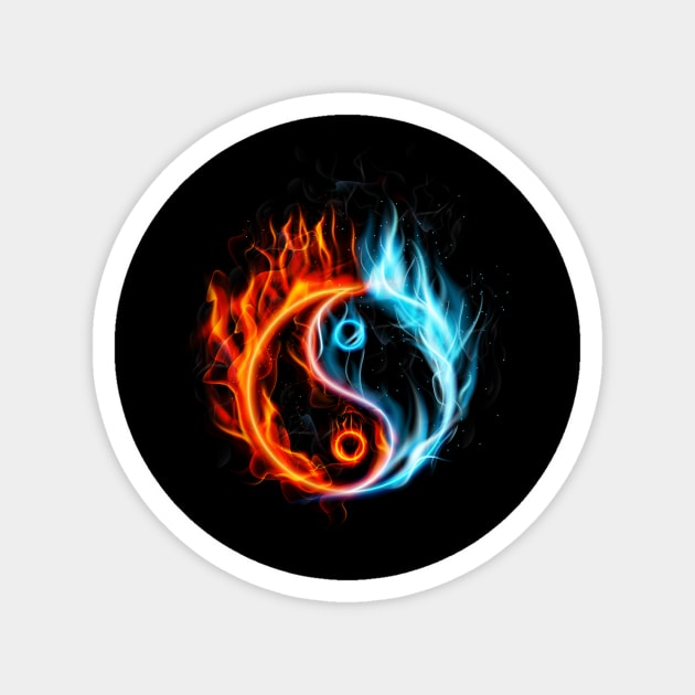 Fireball, yin yang design Magnet by Stell_a