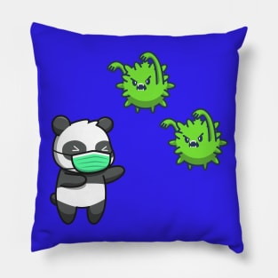 Cute Panda Wear Mask Scare Coronavirus Cartoon Pillow