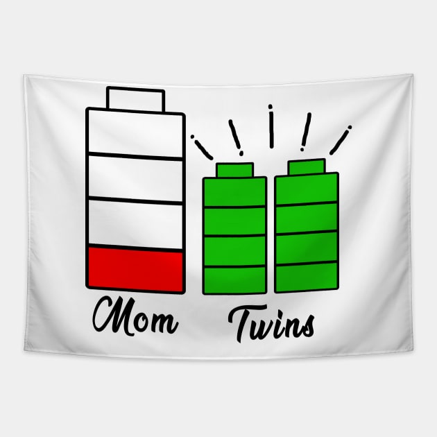 Tired Twin Mom Low Battery Charge Mothers day Tapestry by AngelGurro