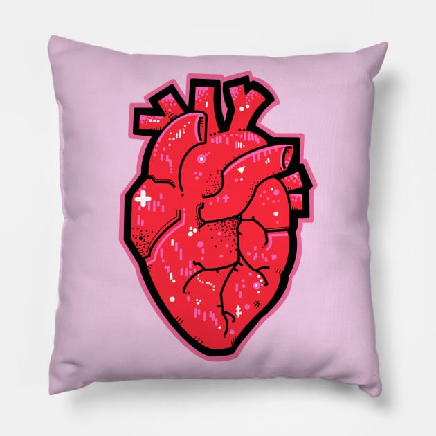 Anatomical heart red and pink Pillow by weilertsen