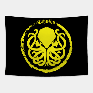 Cthulhu Logo Yellow Tapestry