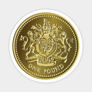 British money gold coin one pound Magnet