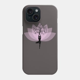 Yoga Vrikshasana Tree Pose with Lotus Flower Phone Case