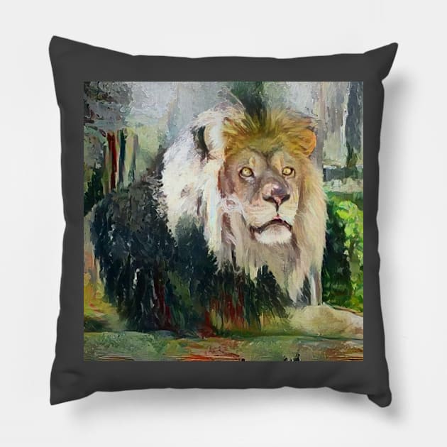 lion painting (leo art, lion king) Pillow by Thepurplepig