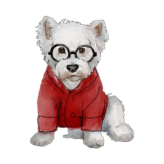 Hipster  Westie Red Sweater by ArtInPi