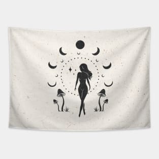 Moon Mushroom Goddess Tapestry