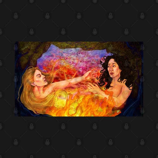 A portrait of two women on fire - Villaneve fanart by dangerbeforeyou