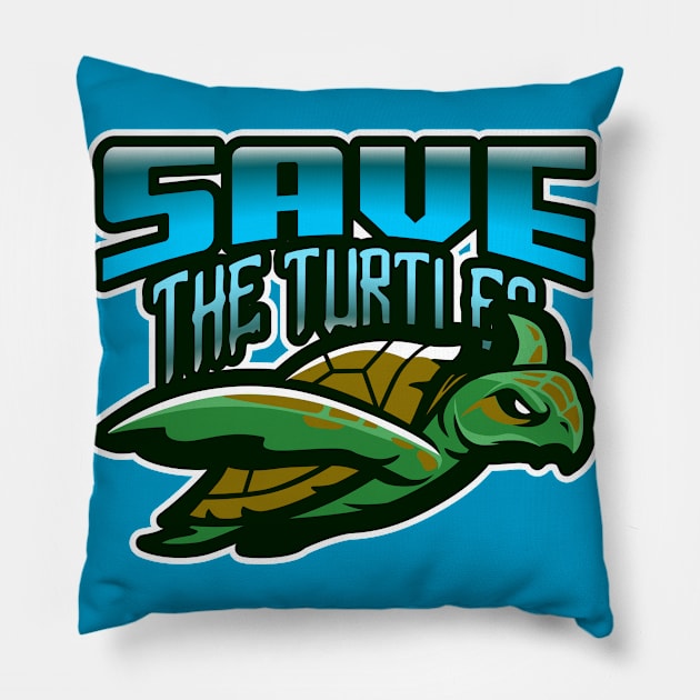 SAVE THE TURTLES Pillow by VICTIMRED