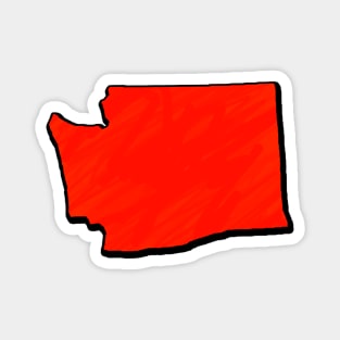 Bright Red Washington Outline Magnet