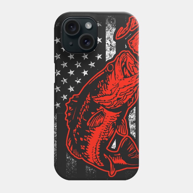 Bass Fishing Lure and American Flag T-shirt Phone Case by JerkyFellas