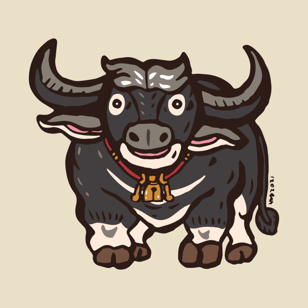 Cute water buffalo smile by nokhookdesign