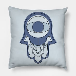 Blue Graffiti Hamsa for Protection and Good Luck Pillow