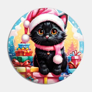 Cute Meow Santa XMas Pin