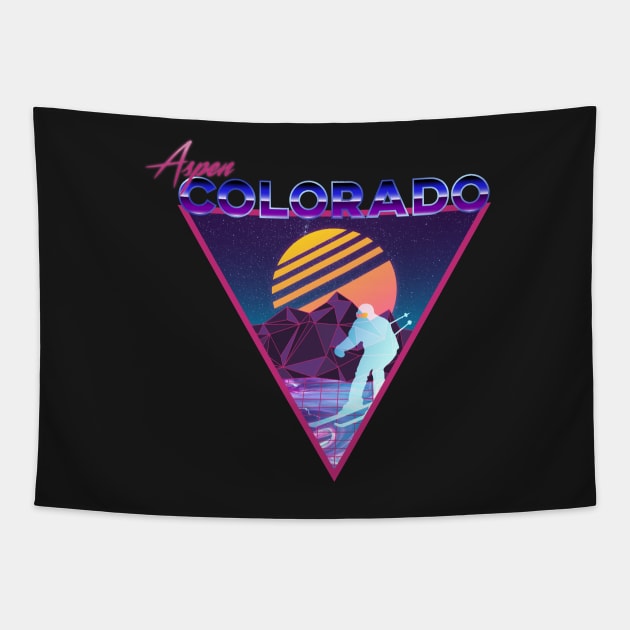 Retro Vaporwave Ski Mountain | Aspen Colorado | Shirts, Stickers, and More! Tapestry by KlehmInTime