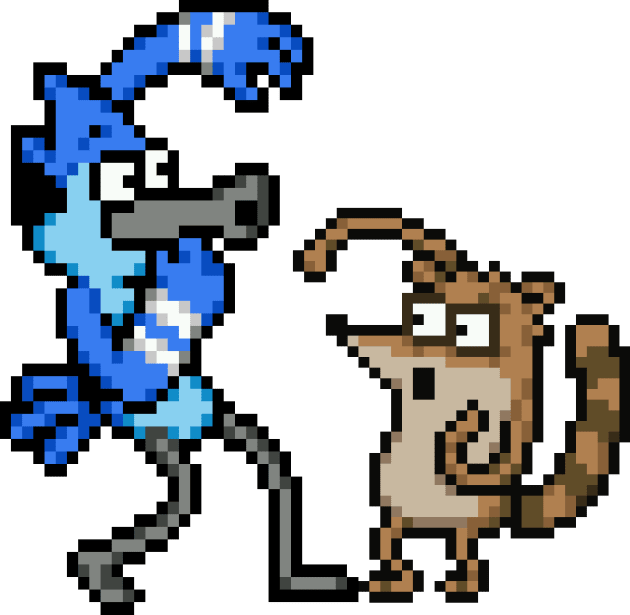 REGULAR SHOW - PIXEL MORDECAI & RIGBY Kids T-Shirt by Force Restart