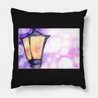 Watercolor lamp Post Street Light Bokeh Pillow