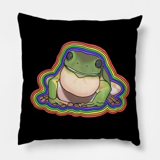 Rainbow Tree Frog // Black Pillow