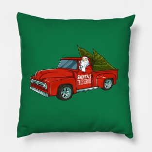 Santa's Tree Service Pickup Truck Christmas Pillow