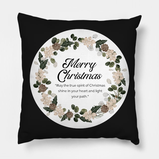 Merry Christmas Round Sticker 21 Pillow by LD-LailaDesign
