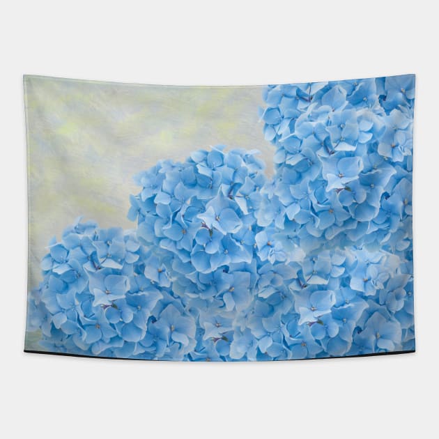 Blue Hydrangea Flowers Tapestry by lauradyoung