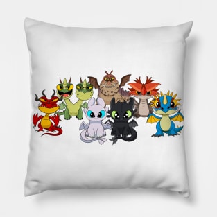 Httyd dragons, cute chibi dragons Set, light fury, night fury, toothless, stormfly, meatlug Pillow