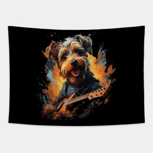 Airedale Terrier Playing Guitar Tapestry