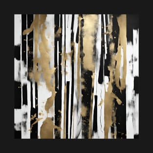 Golden Stripes Abstract Art T-Shirt