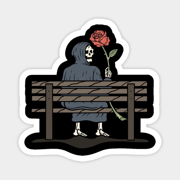 Skull and Rose, Roses and Skeleton Magnet by gggraphicdesignnn