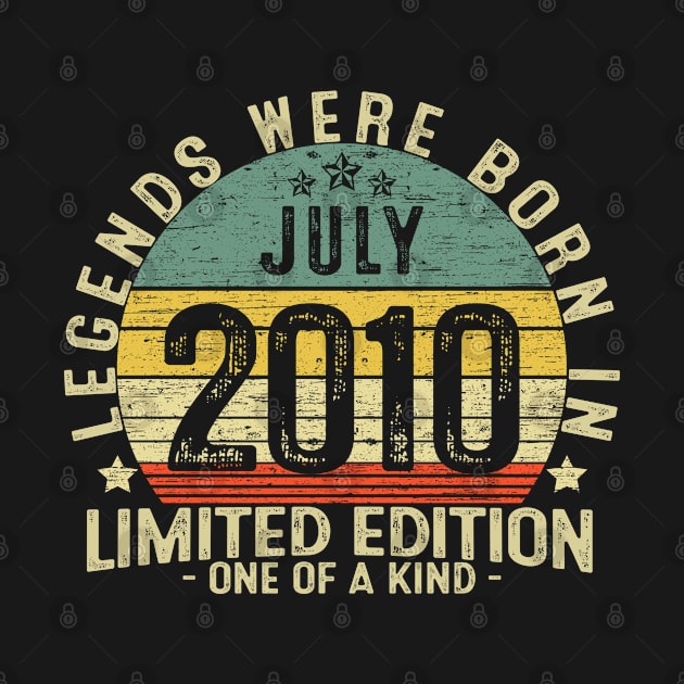 12 Years Old Birthday Legends Were Born In July 2010 by heart teeshirt