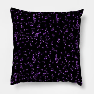 Purple Music Notes Pattern Pillow